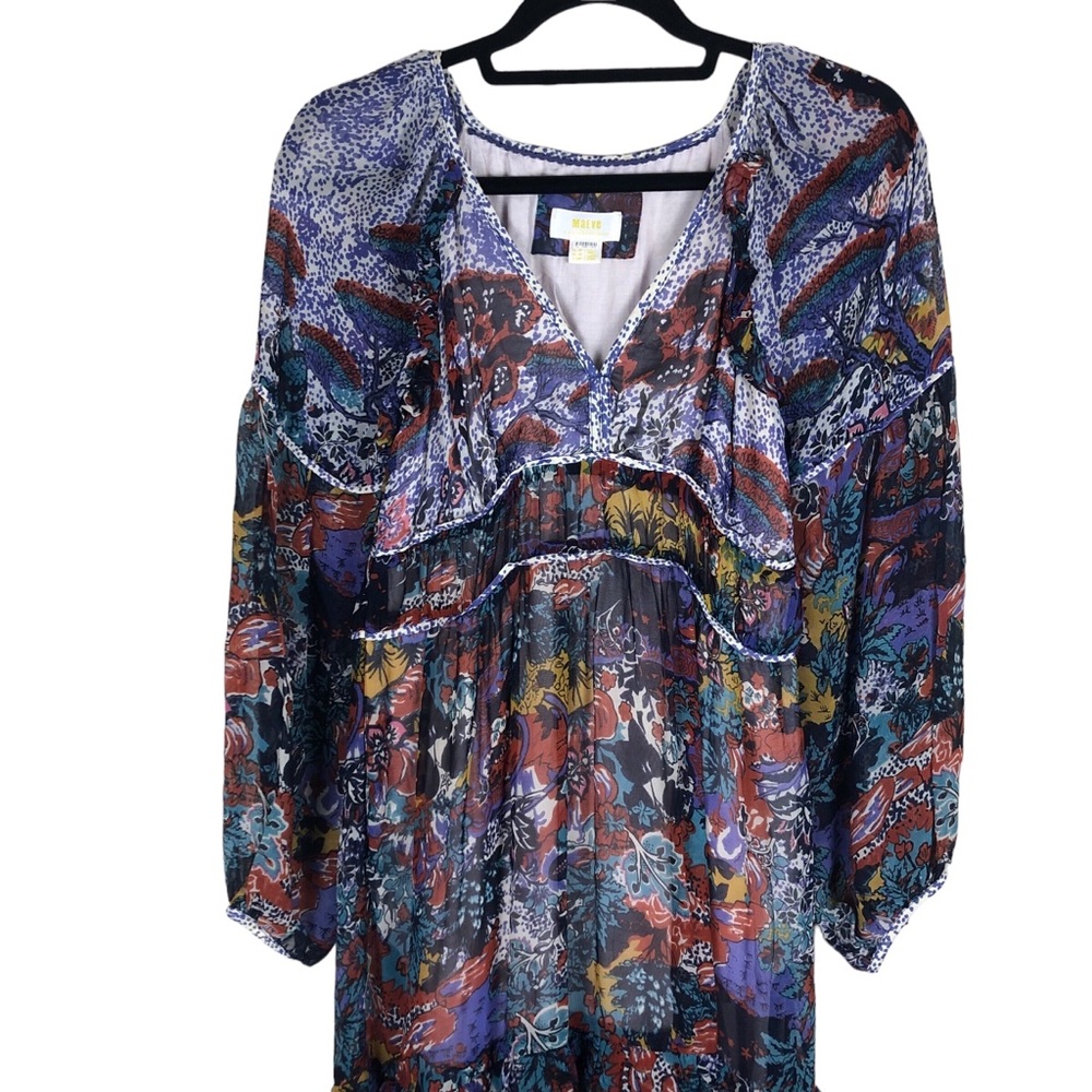 Anthropologie‎ Maeve Annabella Maxi Dress Size 4P Boho Floral Hippie Gypsy Indie - Picture 5 of 16